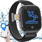 KUUS. Notruf Uhr mit Sturzerkennung - Notrufknopf für Senioren - GPS Tracker Senioren mit Ortung. Senioren Smartwatch mit Sim Karte ohne Handy - Demenz Hilfsmittel Notfallarmband Erwachsene & Senioren