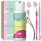 Saviland 60ML Nagelhautentferner Flüssig: Profi Cuticle Remover Tools Set, Erweicht Nagelhaut, Entfernt tote Hautzellen, Hände Füße Nagelpflegeset mit Nagelhauttrimmer Nagelhautzange Nagelhautschieber