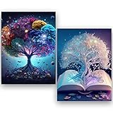 Daisen Art 2 Pack Diamond Painting Kits-Trees Diamond Art Kits for Adults,DIY 5D Diamond Painting Kits for Adults Kids Beginners for Gift Home Wall Decor(12x16inch)