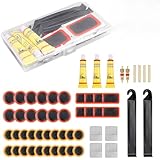 AONAT Flickzeug Fahrrad Reparaturset mit 40 Reifenflicken, Reifenheber und Metallfeile, Tragbare Aufbewahrungsbox für Fahrradschlauch, Motorrad und Aufblasbare Reifen