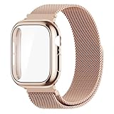 Vigamen Wasserdichtes Edelstahl-Milanaise-Armband mit Hülle, kompatibel mit Apple Watch, 40 mm, für Damen und Herren, atmungsaktives Metall-Magnetschlaufe, Ersatzband für iWatch Serie 6, 5, 4 SE