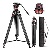 NEEWER 189cm Videostativ Video Tripod mit Dämpfung Fluidkopf, Dual QR Platte, Fotostativ Kamera Stativ kompatibel mit DJI RS Gimbals Manfrotto, TP75