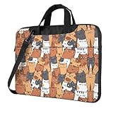 Broleo Laptoptasche, Motiv: orangefarbene Katzen, Oxford-Stoff, stilvoll und schützend, stoßfest, weiches Futter, Schwarz, 13 inch