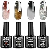 Senvenski Farbwechsel Gel Nagellack Farben Rot Schwarz Weiß Grau Braun Gold Thermo Temperature Glitzer UV LED Gift Set Kit Nagellack Kinder Mädchen (WB018)
