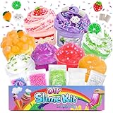 Eutionho Schleim Set für Kinder,8Pack Clear Slime und Butter Slime,Fluffy Slime mit Fruchtduft und 6 Deko,ASMR Toys Adventskalender Slime Selber Machen Set,Geschenk für Mädchen und Jungen 3-12 Jahren