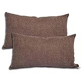 Formalind 2er Set Sofakissen 50x30 cm, Zierkissen 2 Stück, Dekokissen, Couchkissen, 2 Bezüge + 2 Füllkissen - Kissen (Dunkelbraun)