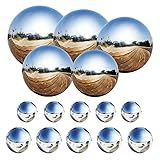 Counius 15 Stück Edelstahl Gartenkugel Schwimmende Teichkugeln 25-120 mm Spiegelpoliert Hohlkugel Reflektierende Gazing Ball,Nahtlose Dekokugel Spiegelkugel für Hausgarten Ornament Party Dekoration