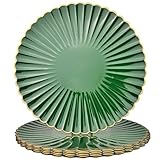 UOEKCS Grüne Platzteller, 33 cm, Kunststoff, rund, für Hochzeit, Party, Tischdekoration, 6 Stück