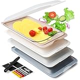 BUNDHEIM® Aufschnittboxen für Kühlschrank 4er Set | Aufschnittbox stapelbar ideal zur Wurst Aufbewahrung Kühlschrank | Frischhaltedosen mit Deckel inkl. Kreidestift und 4 Tafel-Etiketten (monochrom)