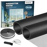 YANGTE Fliegengitter für Fenster-2 Stück 150 x 180cm Schwarz Insektenschutz Fenster mit Gesteigerte höherer Klebkraft Klettband, Fliegengitter Fenster ohne Bohren, Fliegennetz & Mückennetz für Fenster