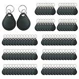 Set von 50 RFID-Schlüsselanhängern 13,56 MHz ISO14443A, nicht klonbare Fu-dan-Chip, autorisiertes IC-Kartensystem für Türzugang, Bürozugangskontrollsystem (schwarz, 50)