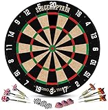 Stagecaptain DBS-1715C Bullseye Champion Dartscheibe mit Pfeilen - Profi Steeldartscheibe aus Sisal - Dartboard mit extra dünnen Drähten - Dart Scheibe mit 6 Dartpfeilen und 4 Sets Flights