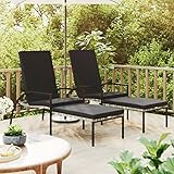 Juroupi Sonnenliegen 2 STK. mit Fußhocker PE-Rattan Grau Gartenliege Sonnenliegen BalkonmöBel Lounge Sessel Outdoor Liegen Garten