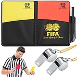 Schiedsrichter Karten Set, Sport Fußball Schiedsrichter rote und gelbe Karten mit Metall Trainer Pfeife mit Lanyard, Brieftaschen Ergebnisbögen, Bleistift für Sport Fußball Basketball Fußballspiel