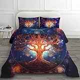 Bettdecke 140x200 Winter - Baum des Lebens Deko Geschenke Wende Steppdecke, 4 Jahreszeiten Bettdecke Ohne Bezug Waschbar, Warme & Weiche Winterdecke, Ganzjahresdecke mit 2 Kissenbezug J*-291