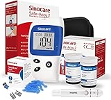 sinocare Safe Accu2 Blutzuckermessgerät, Zuckermessgerät mit Blutzuckerteststreifen 50, Schmerzfrei & Schnell, Wenig Probenvolumen- mg/dL (Safe Accu2 Blutzuckermessgerät 50 Set)