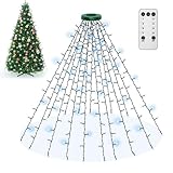 Kedoxi Lichterkette Weihnachtsbaum mit Ring Weiß 400er LED Christbaumbeleuchtung mit 16 Stränge 2m Tannenbaum Lichterketten Weihnachtsbeleuchtung Lichternetz für 110cm-240cm, Weihnachten und Partys