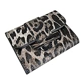 YUEcthynous Geldbörse Damen RFID Schutz Portemonnaie Damen Veganes Leder Klein Ladies' Wallet Leopard Druck Geldbörse Damens,mit Mehreren Karten Slots für Münzen Bargeld Rechnung