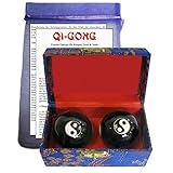 3-tlg Qi Qui Gong Kugel PAAR Meridian Massage REFLEXZONEN Klangkugeln - Energie - Harmonie - Meditation - Entspannung…Sofort spürbar - Yin & Yang ca. 3,7 cm für Frauen Hände. 82370-S35