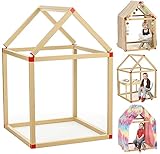 CASETTA, Spielhaus für Kinder, Spielzelt Kinder Indoor ab 3 Jahren, mit Lichtern & Stoffen dekorierbar. Robust, grün, mit Papprohrsatz und Verbindungen, leicht zu montieren, Kinderzelt 86x86x131 cm