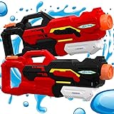 KESSER® Wasserpistole 2er Set Wasserpistolen Spritzpistolen Reichweite 10-11 Meter, Fassungsvermögen 1500ml Wasserspaß Strand Spielzeug im Freien für Kinder und Erwachsene Strandpool, Schwarz/Rot