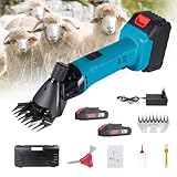 Schafschermaschine, 6-Gang Schermaschine Pferd Schafschermaschine Akku SchäFer Schermaschine mit 2 Akkus für Schafen/Ziegen/Alpakas/Ochse