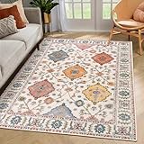 MAST DOO Teppich Wohnzimmer Waschbarer 60x110cm - Boho Kurzflor Teppich Schlafzimmer - Orientalischer Vintage Teppiche Weich rutschfest Design für Schlafzimmer, Esszimmer, Küchen