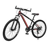 AOOUNGM 26 Zoll Mountainbike 21 Gang-Schaltung 7-Teiligen Schaltscheiben Fahrräder Umweltauswirkungen Mountainbike,Schwarz Rot