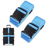 Koffergurt Set, gepäckband, kofferbänder, koffergurte Personalisierte Identifikation Verstellbare Rutschfestes Reisezube (Blau, 2 Stück Set)