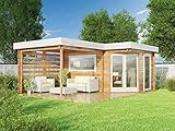 Alpholz 5-Eck Gartenhaus Pepe Optima aus Holz Gartenhaus mit 40 mm Wandstärke Holzhaus Blockbohlenhaus Flachdach