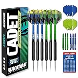 WINMAU Darts Cadet Twinset - Premium-Stahl - 19g Steeldarts-Set mit Dart Flüge und Dart-Schäften (Stielen) inkl. Punktekarte