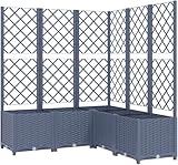 Grghtfu Pflanzkübel mit Rankgitter Blumentopf Blumenkübel Pflanzkasten Blumenkasten Rankhilfe Spalier Gartenspalier Dunkelgrau PP (Blaugrau, 120 x 120 x 136 cm)