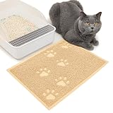 JanYoo Katzenklo Matte 40x30CM Katzenstreu Matte wasserdichte und rutschfeste Katzenklo Unterleger zum Auffangen von Katzenstreu, Katzenstreu Matte vor Katzentoilette, Beige