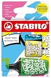 Textmarker STABILO BOSS MINI by Snooze One 3er Kartonetui: grün, gelb, blau