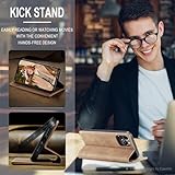 Jacyren Handyhülle für iPhone 13 Leder Hülle Standfunktion Flip Case Cover Kartenfach Wallet Leder Schutzhülle Magnetverschluss Stoßfeste Klapphülle Handyhülle für iPhone 13,Kaffee