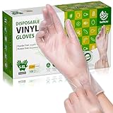 SWIFTLITE Einweg-Vinylhandschuhe, 100 Stück, lebensmittelechte Handschuhe, latexfrei, puderfrei, transparente Kunststoffhandschuhe zum Kochen, Hausreinigung, Lebensmittelzubereitung, 3 Mühlen, Größe L