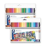 STAEDTLER 3200 Doppelfasermaler zwei Etuis mit je 24 Filzstiften für breite und schmale Linien