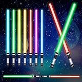 OSDUE 2 Stück Laserschwert Kinder, 2 in 1 Lichtschwert, Duell Lichtschwerter, Lichtschwert Doppelklinge mit 7 Farben und Soundeffekten, für Halloween Verkleidung, Partygeschenke