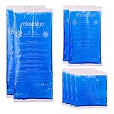 Relaxdays Kühlpads Gel im 8er Set, Erste Hilfe, wiederverwendbar, 3 Größen, Kalt-Warm Mehrfachkompressen Sport, blau