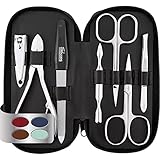 marQus Maniküre Set Herren und Damen 7 Teile mit Nagelzange Solingen Made in Germany für Hand- und Fußpflege - Echt Leder Etui handlich und weich