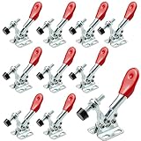 Xllent 10er set GH-201A Kniehebelspanner, Toggle Clamp für Schweißen/Maschinenbetrieb/Zimmerei, 198Lbs Fassungsvermögen, Silber, Rot