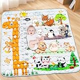 Kulveanju Krabbelmatte Baby Faltbar, 127x127cm Rutschfeste Baby Krabbeldecke Spielmatte, Wasserdicht Babymatte Weich Baumwolle, Maschinenwaschbare, Kinder Bodenmatte für Laufstall, Innen, Außen