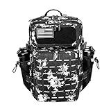 LHI Militärischer taktischer Rucksack für Damen und Herren, 45 l, großer Rucksack, Armee-Rucksack, 3-Tage-Angriffspack, Molle-Tasche, Rucksäcke – schwarzer Blitz, Black Lightning, 45L