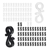 ZWZNBL Mini-Dachrinnenhaken aus Kunststoff, schwarz, weiß, S-Clip-Haken, für den Außenbereich, für Hochzeit, Weihnachten, Halloween, Garten, Baum, Heimdekoration, 100 Stück