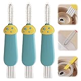 3 in 1 Tassendeckel-Reinigungsbürste, 2025 neue multifunktionale Reinigungsbürste Fugendüse Reinigungsbürste für Flaschenspalten enge Räume, 3-in-1 tragbarer Becherdeckelreiniger mit Bürste (blau)