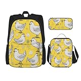 OXKGHHO Arbeitsrucksack-Set mit gelbem Huhn-Druck, mit isolierter Lunchbox, verstellbaren Trägern, für Fitnessstudio und den täglichen Gebrauch, Schwarz, Einheitsgröße