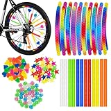 140 Stück Speichenreflektoren Fahrrad,360°Sichtbarkeit Reflektoren Fahrrad,SetReflektor Aufkleber Fahrrad und Reflektierende Sternendekoration für Mädchen und Jungen Fahrrad Speichen Dekoration