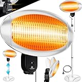 KESSER® Infrarot Heizstrahler Outdoor | Indoor 2000W Infrarotheizung höhenverstellbar Standgerät + Wand, Kippsicherung & 3 Heizstufen, Infrarotheizung, Terrassen Wärmestrahler IPX4 Schutz, Silber