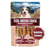 DeliBest Vital Natura Snack Wildlachsöl I Omega3 I Kausnack für Hunde I für jedes Alter I auch zur Zahnreinigung geeignet I natürlicher Kausnack I 200g Packung