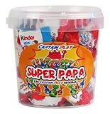 CAPTAIN PLAY Super Papa Süßigkeiten-Mischung, tolles Schokolade Geschenk für Väter mit 315g Kinder Schoko Bons, Kinder Schokolade Mini und Kinder Bueno Mini, charmante Geschenkidee zum Vatertag